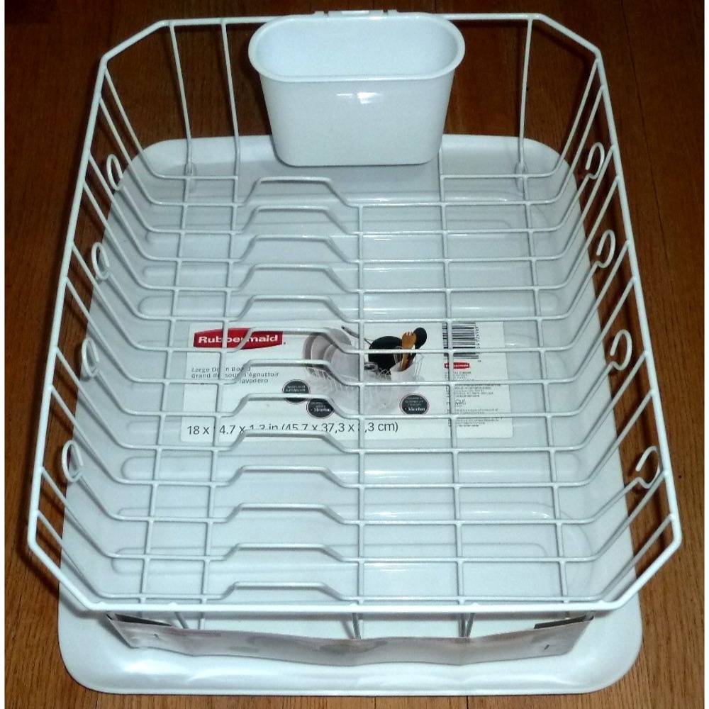 Rubbermaid 6032 White Lg Dish Drainer Utensil Holder Drainboard Mat Tray NEW